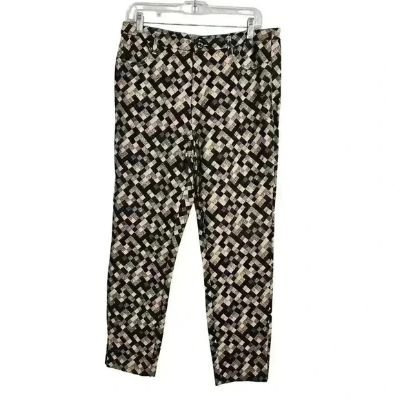 Soft Surroundings Women's L Neutral Colored Checkered Print Pants - Picture 1 of 3